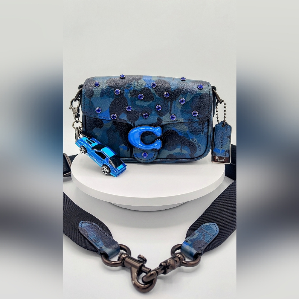 Coach Soft Tabby 18 Camo print Upcycled w Hot Wheels charm